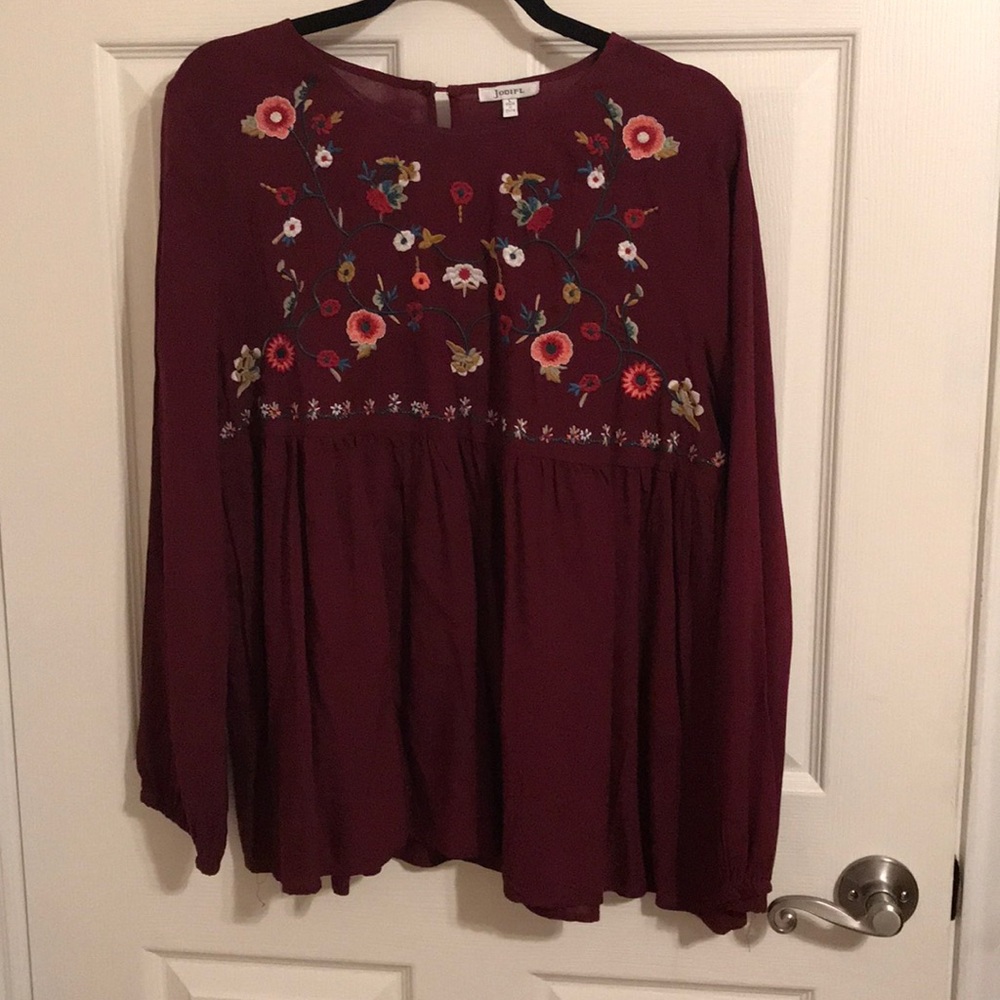 Burgundy Babydoll Blouse